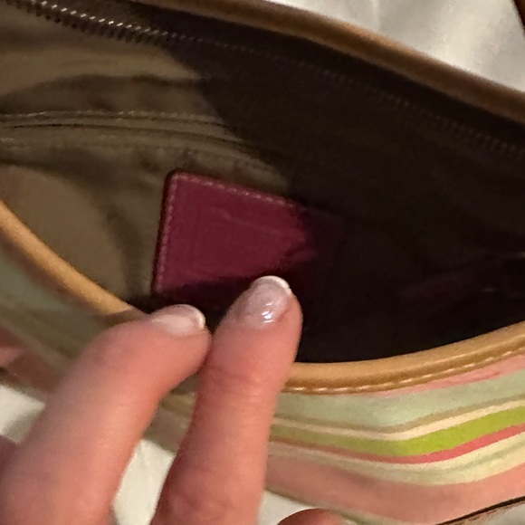 Striped Pink and Tan Women's Coach Bag - Picture 10 of 12